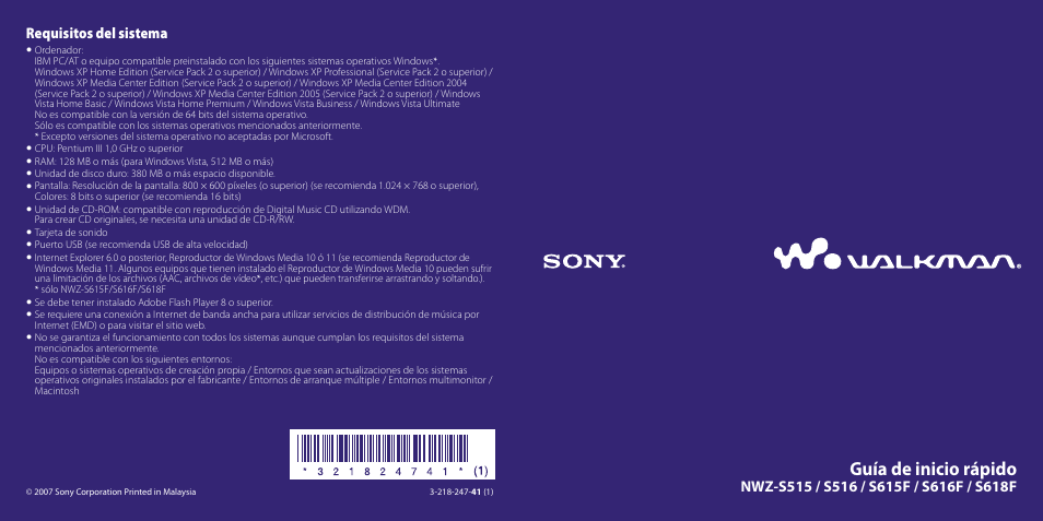 Sony NWZ-S515 Manual del usuario | Páginas: 16