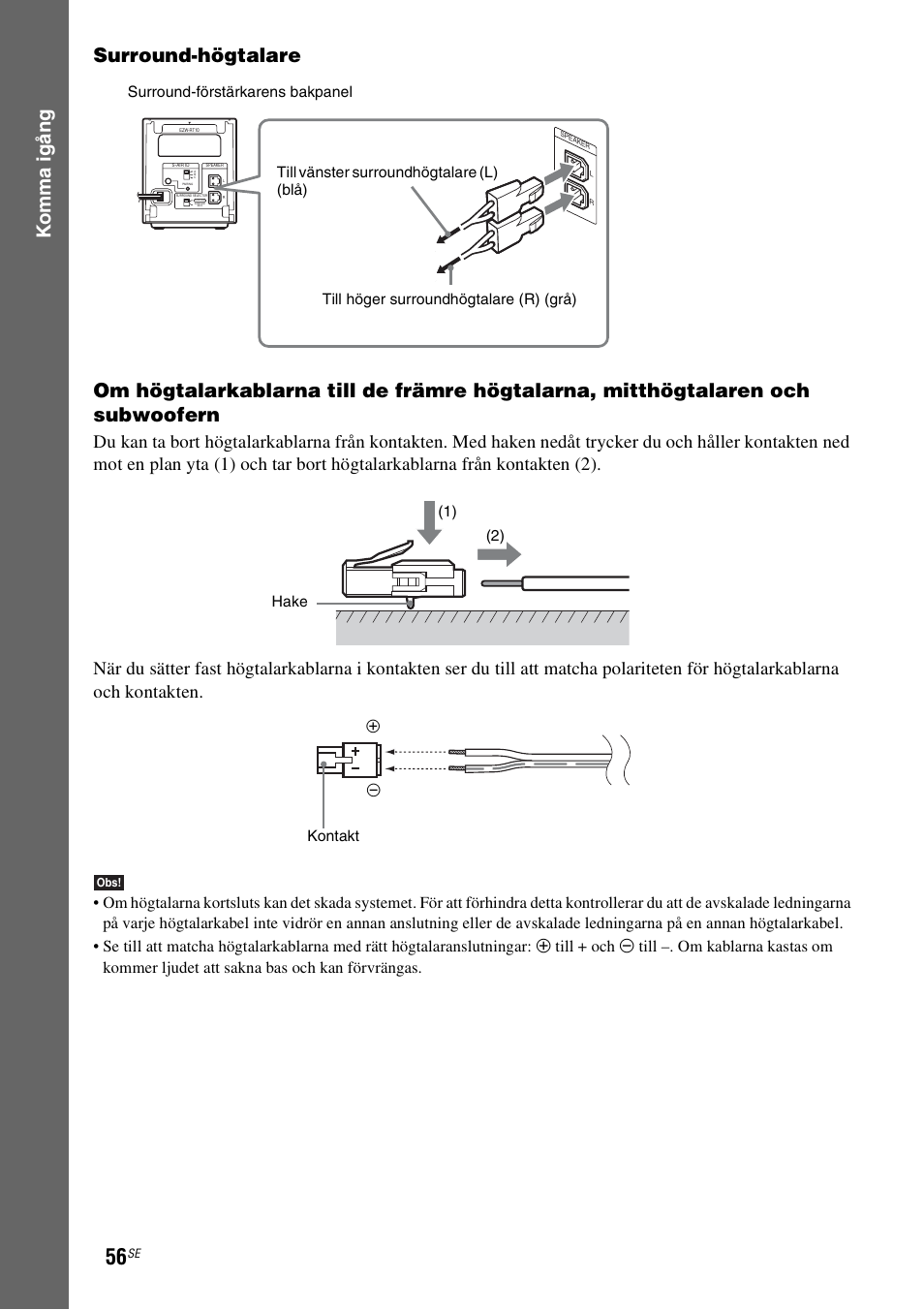 Surround-förstärkarens bakpanel | Sony BDV-IS1000 Manual del usuario | Página 216 / 315