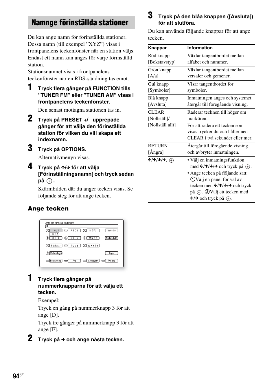 Namnge förinställda stationer | Sony BDV-IS1000 Manual del usuario | Página 254 / 315