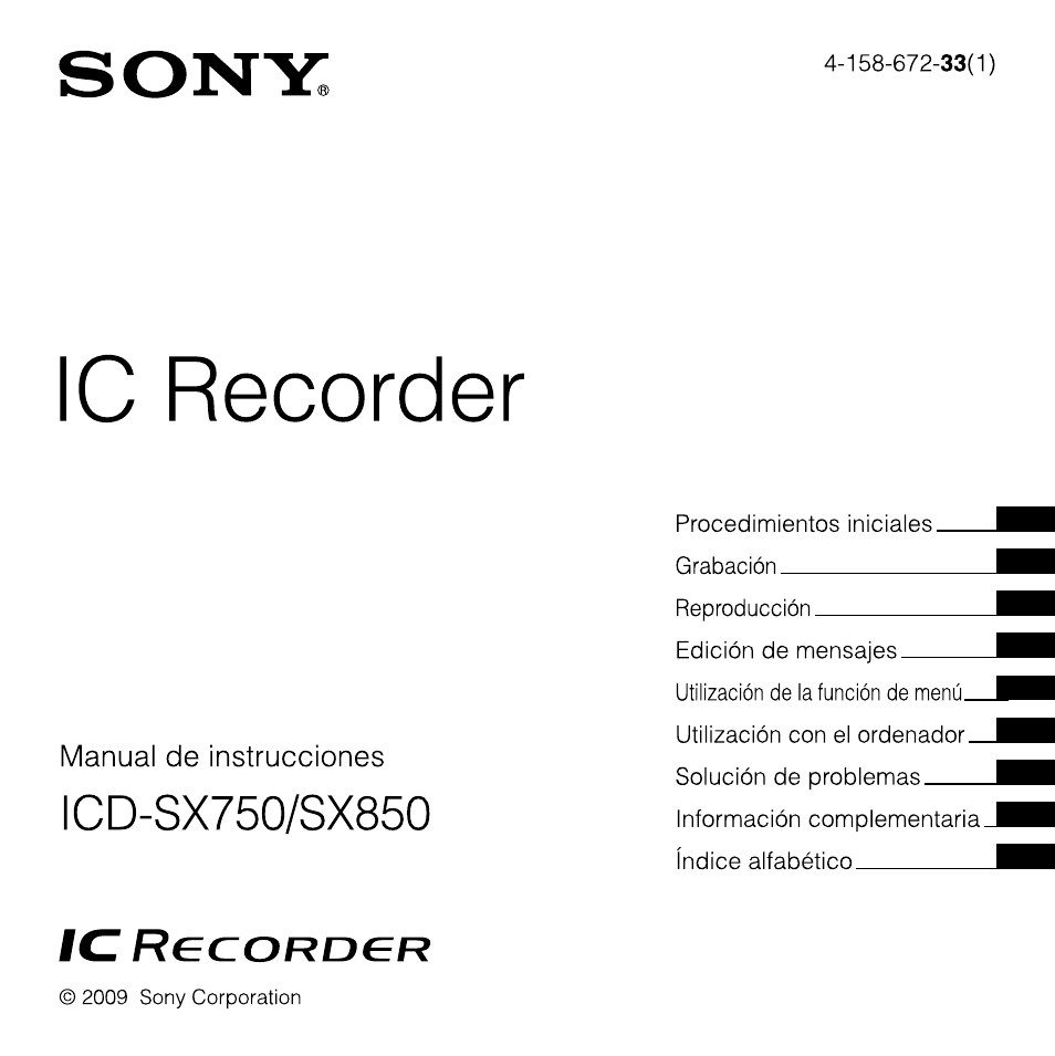 Sony ICD-SX850 Manual del usuario | Páginas: 136