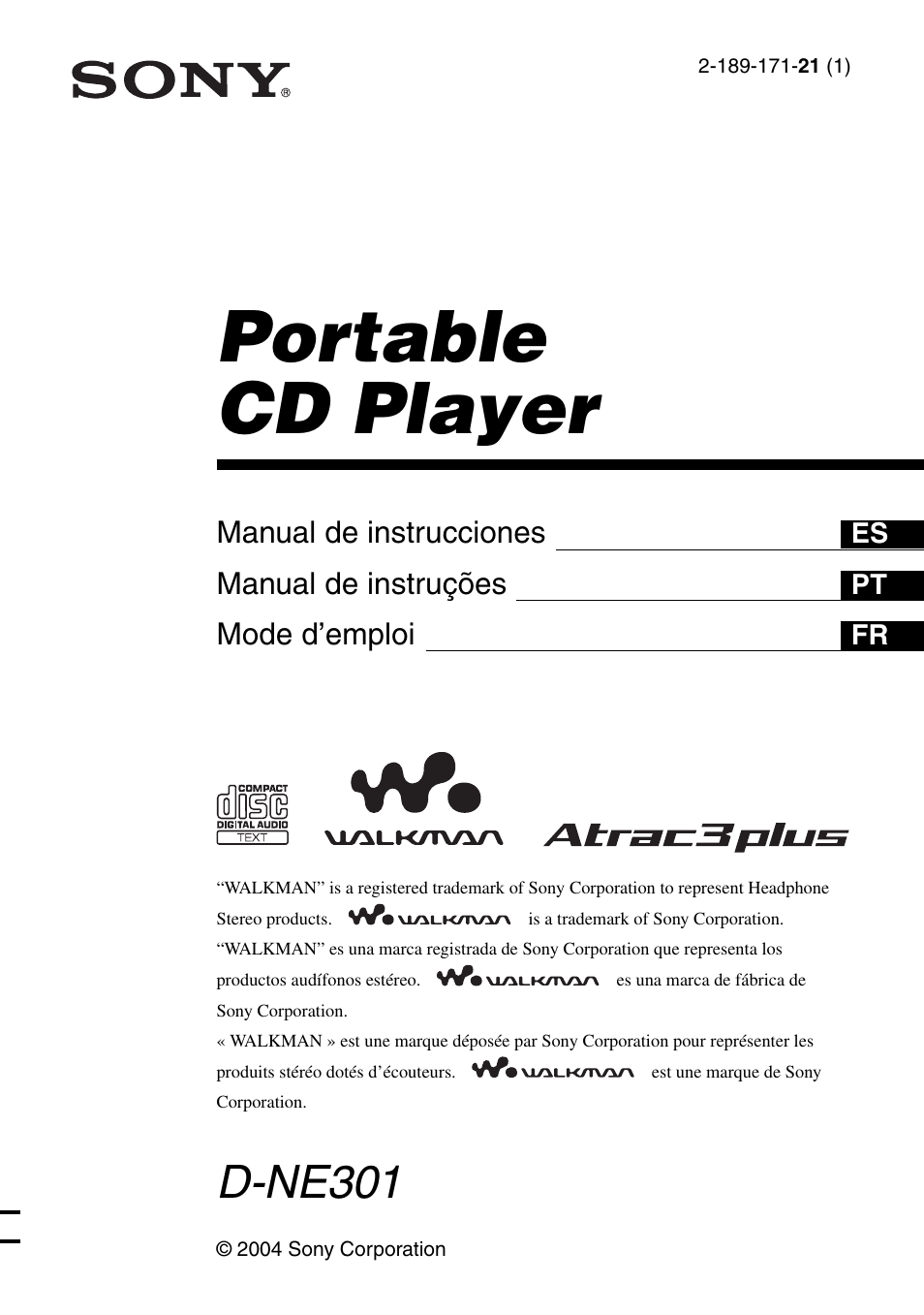 Sony D-NE301 Manual del usuario | Páginas: 100