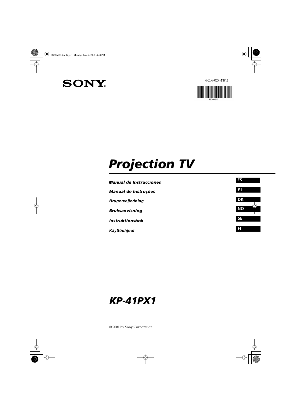 Sony KP-41PX1 Manual del usuario | Páginas: 188