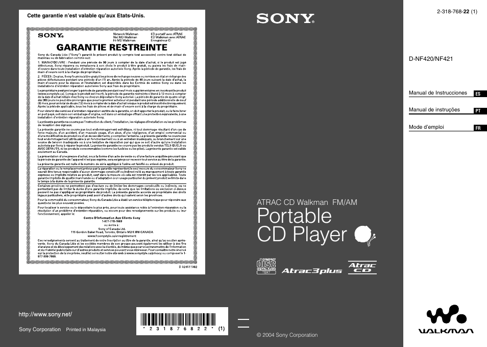 Sony D-NF421 Manual del usuario | Páginas: 112