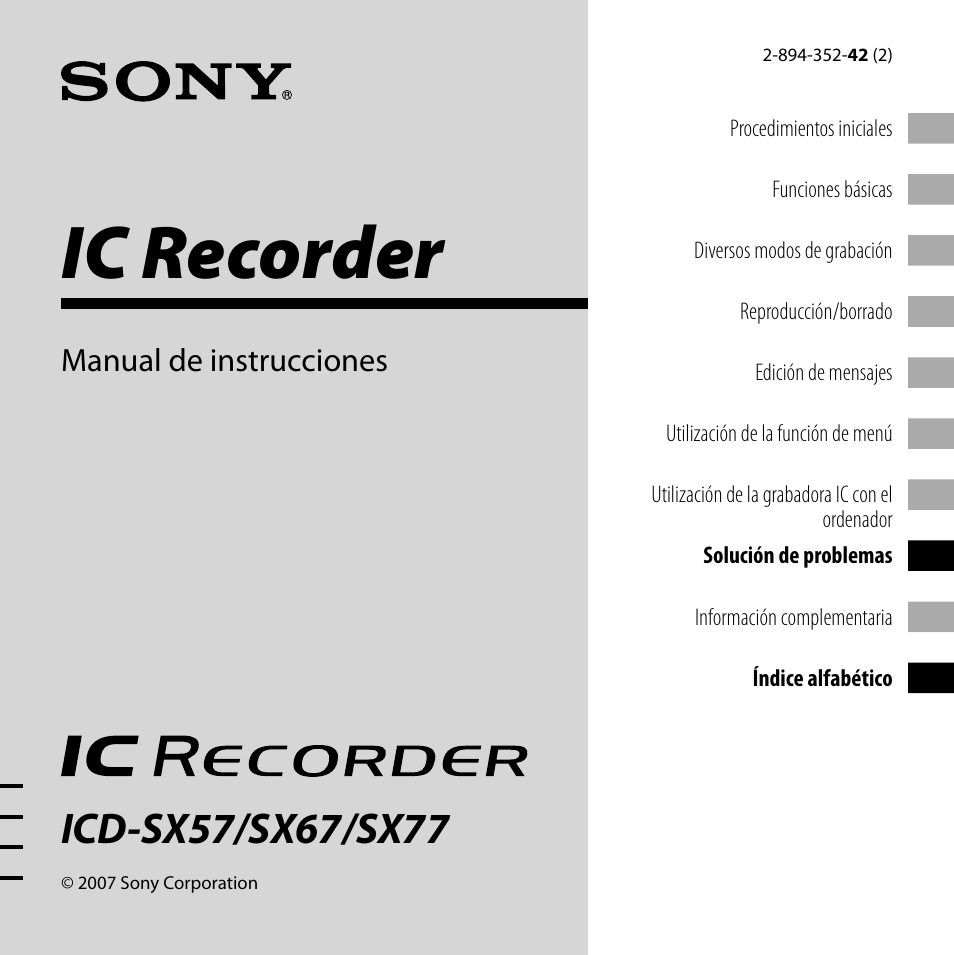 Sony ICD-SX57 Manual del usuario | Páginas: 92