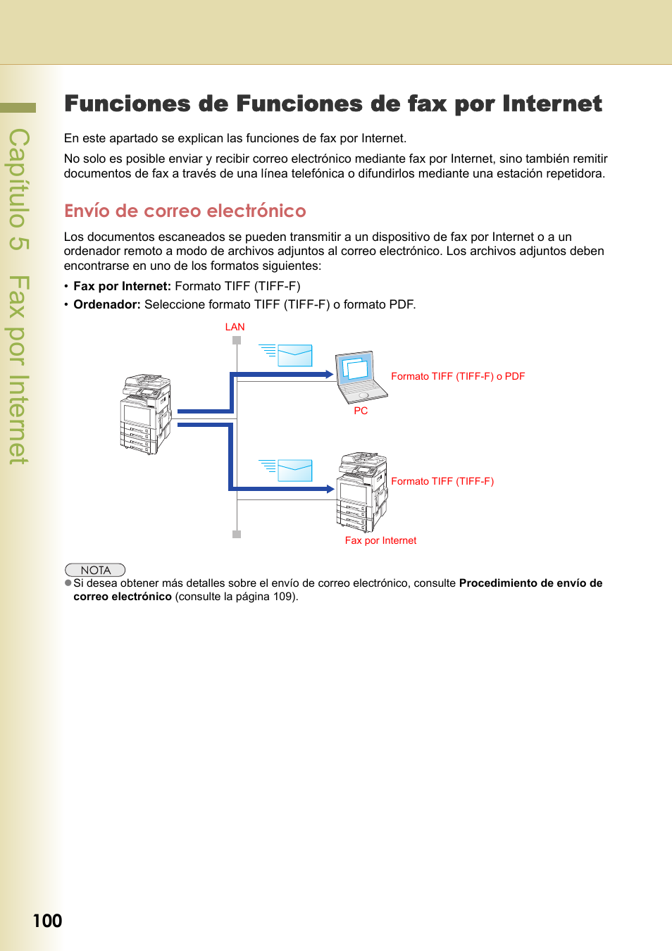 Funciones de funciones de fax por internet, Envío de correo electrónico, Capítulo 5 fax por internet | Panasonic DPC266 Manual del usuario | Página 100 / 230