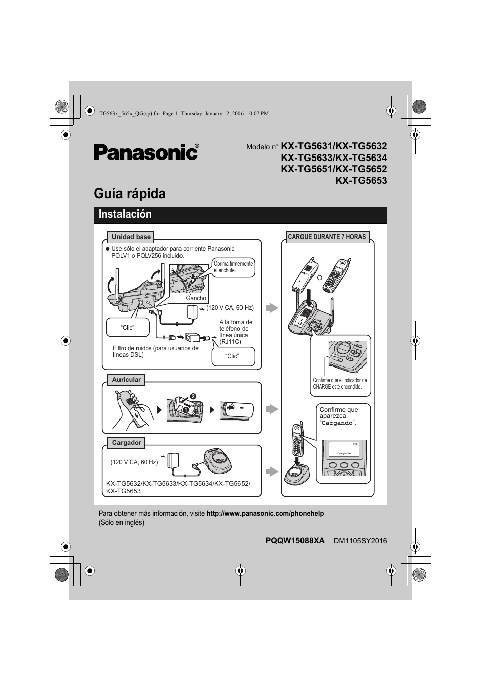 Panasonic KXTG5631 Manual del usuario | Páginas: 8