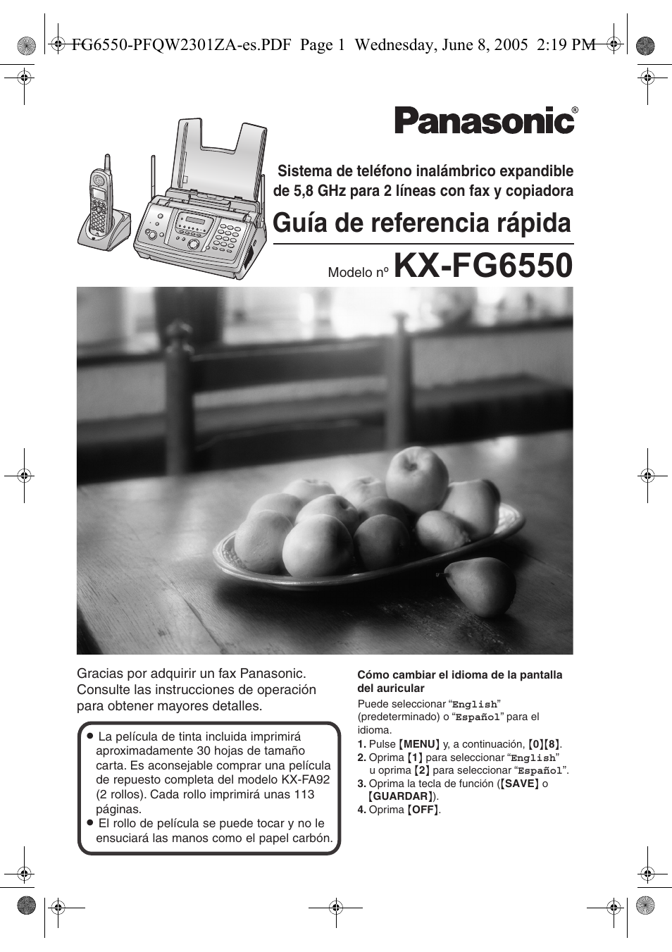 Panasonic KXFG6550 Manual del usuario | Páginas: 32