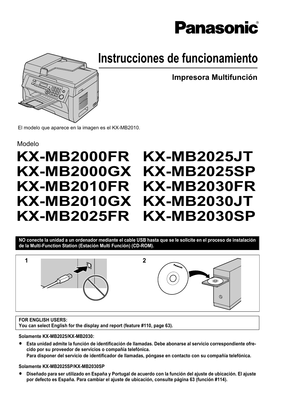 Panasonic KXMB2010GX Manual del usuario | Páginas: 128