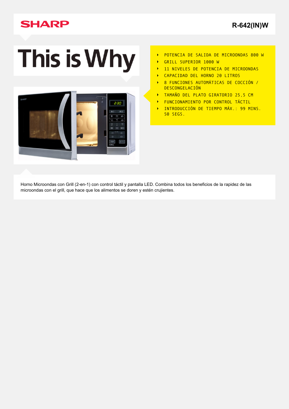 Sharp R-642INW Manual del usuario | Páginas: 2