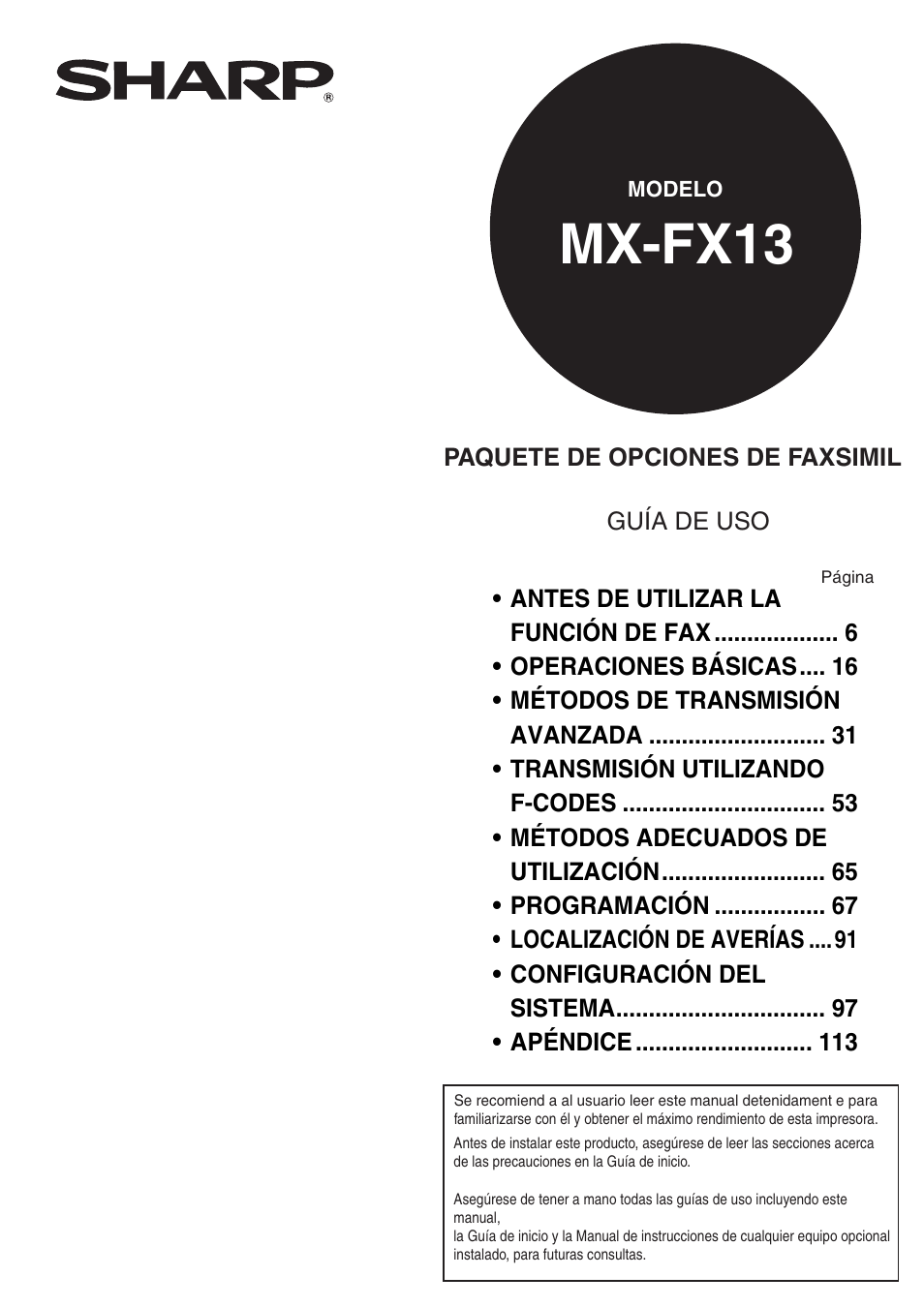 Sharp MX-M232D Manual del usuario | Páginas: 120