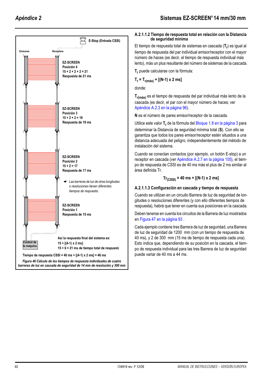 Muestra un sistema en cascada, Apéndice 2 sistemas ez-screen, 14 mm/30 mm | Banner EZ-SCREEN­ Safety Light Curtain Systems Manual del usuario | Página 102 / 130