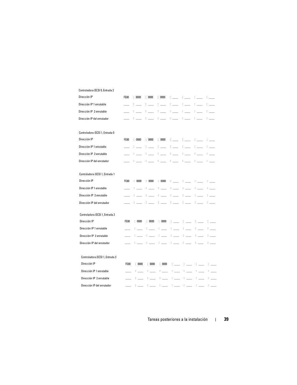 Tareas posteriores a la instalación | Dell PowerVault MD3220i Manual del usuario | Página 39 / 90