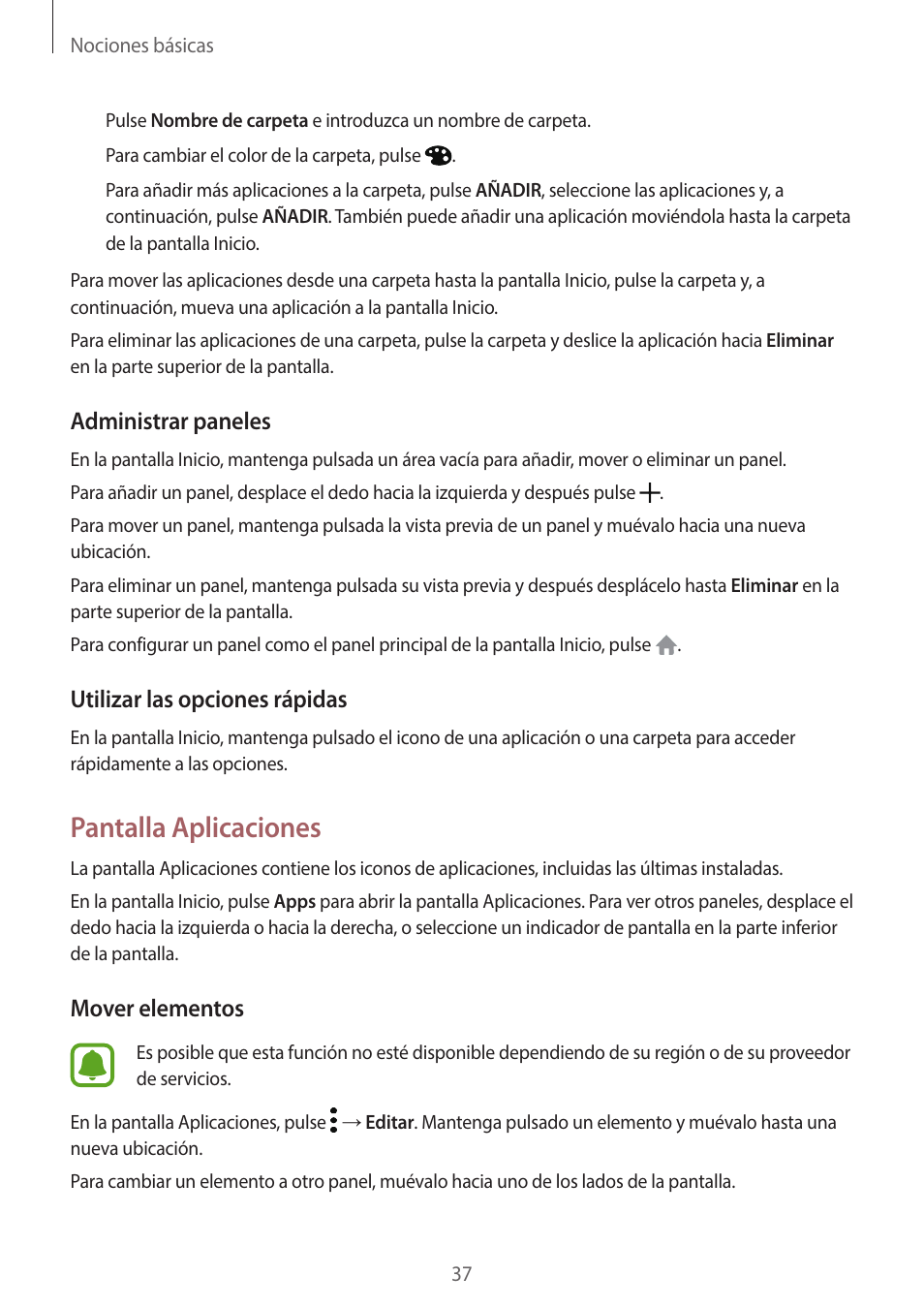 Pantalla aplicaciones | Samsung Galaxy A3 SM-A320FL Manual del usuario | Página 37 / 159