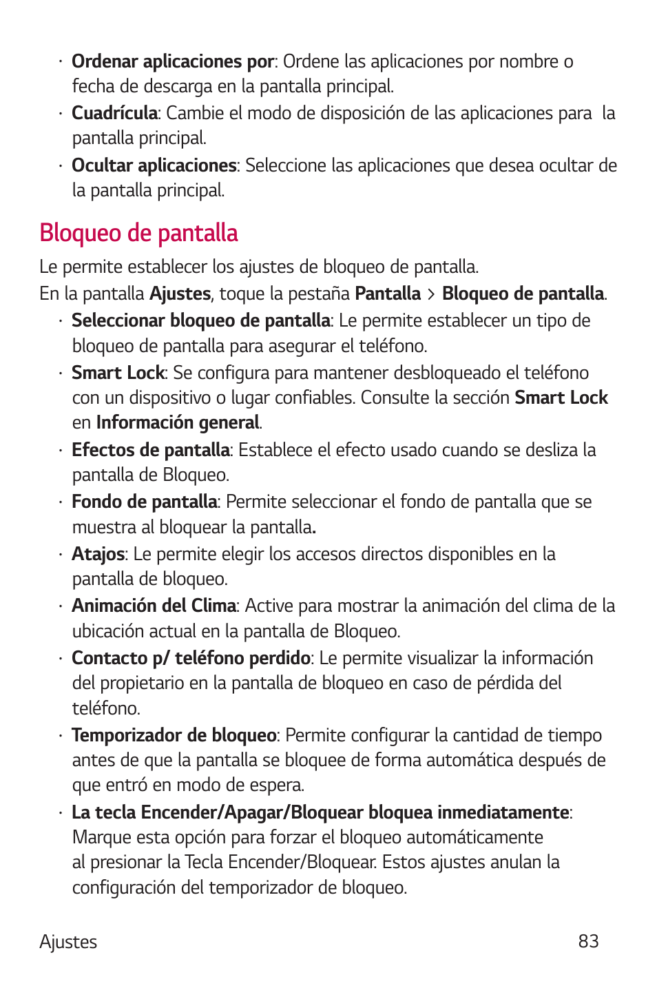 Bloqueo de pantalla | LG Stylo 2 Plus LG-K550 Manual del usuario | Página 84 / 139