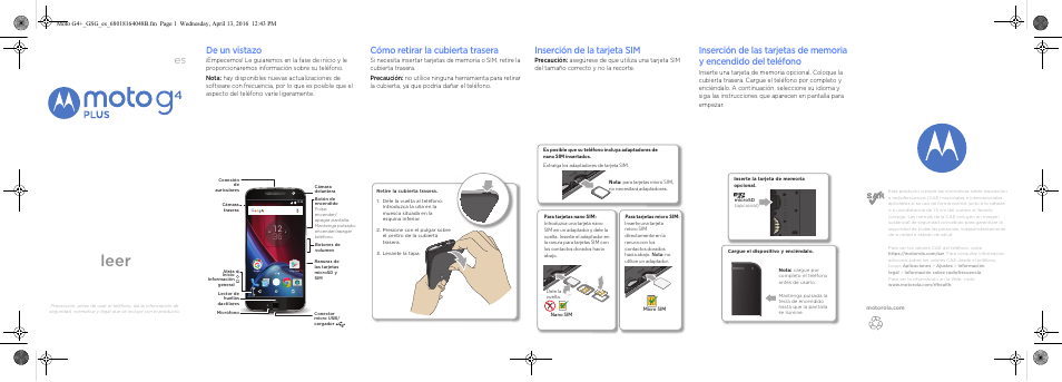 Motorola Moto G4 Plus Manual del usuario | Páginas: 2