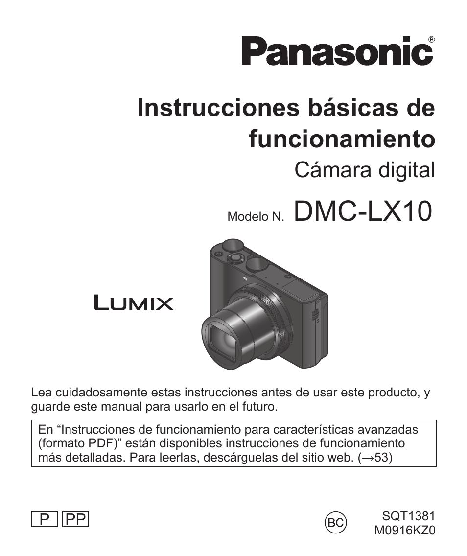 Panasonic Lumix DMC-LX10K Manual del usuario | Páginas: 68