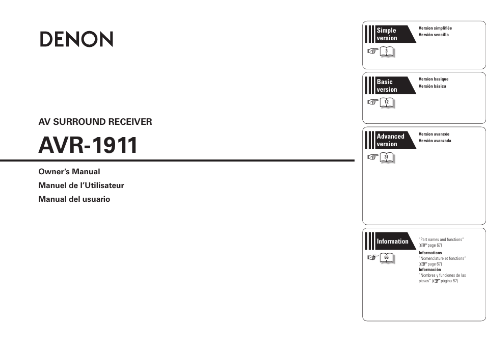 Denon AVR-1911 Manual del usuario | Páginas: 86