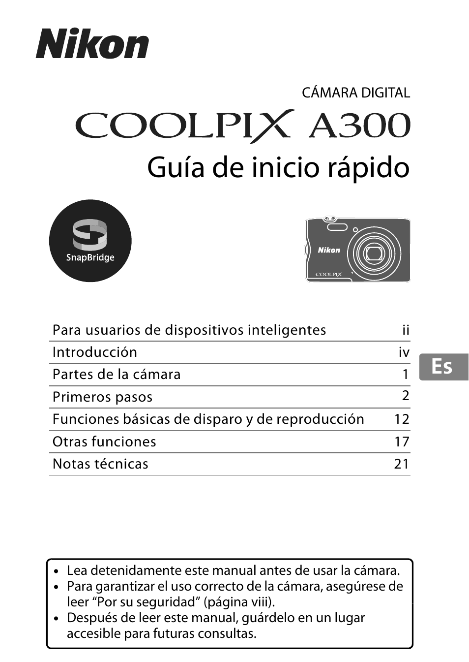 Nikon Coolpix A300 Manual del usuario | Páginas: 44
