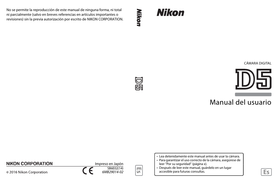 Nikon D5 Manual del usuario | Páginas: 420