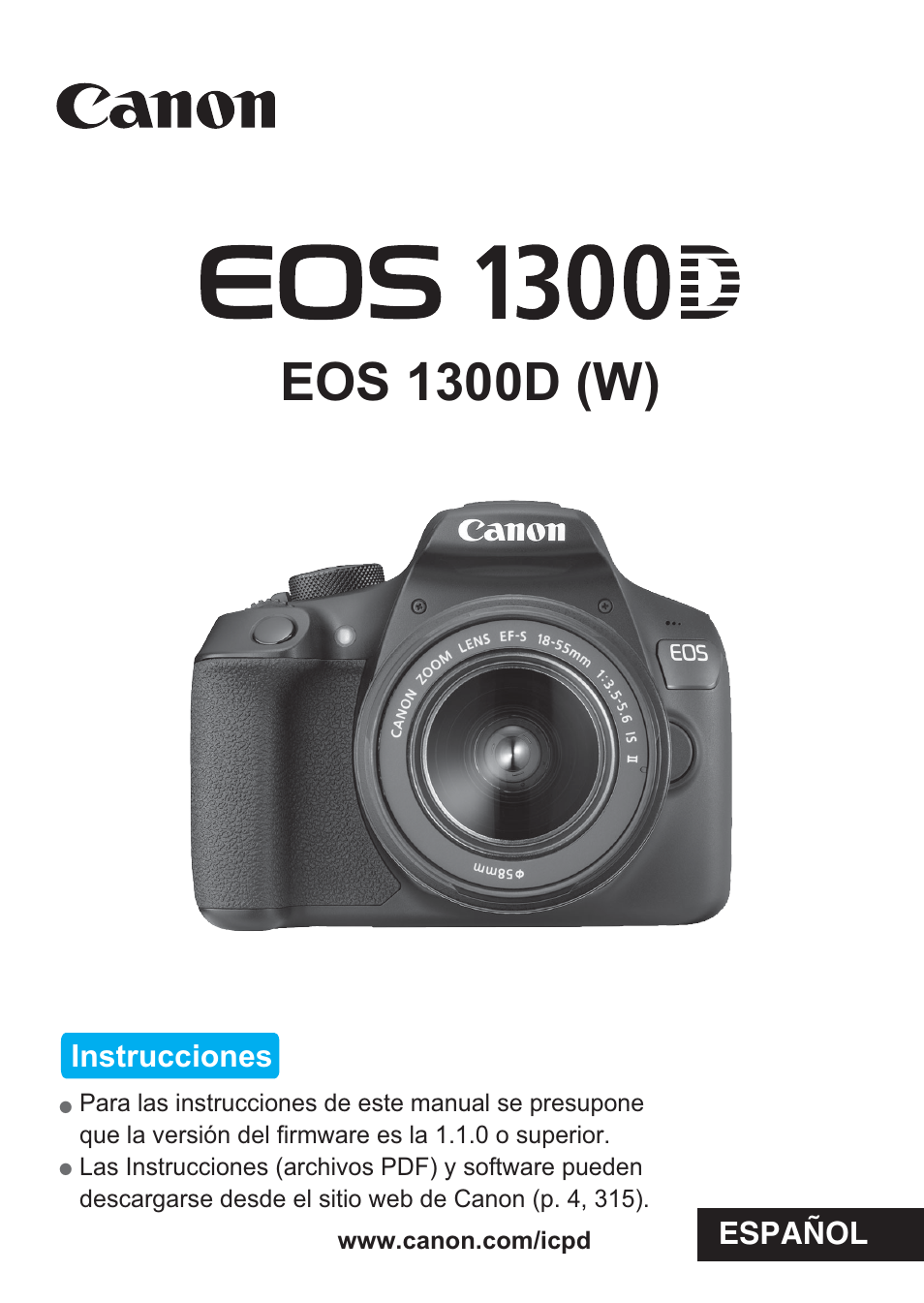 Canon EOS 1300D Manual del usuario | Páginas: 326