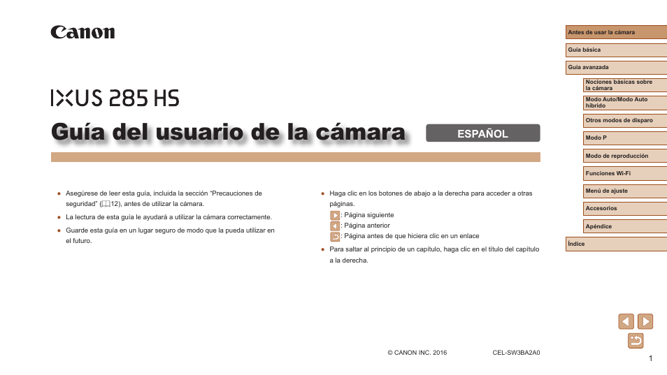 Canon IXUS 285 HS Manual del usuario | Páginas: 157