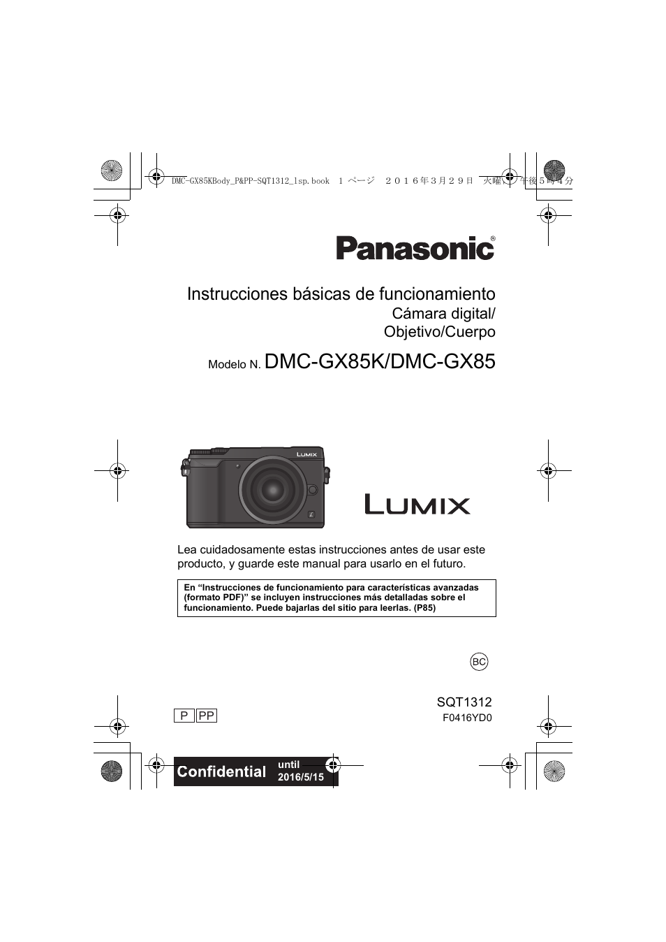 Panasonic Lumix GX80 Manual del usuario | Páginas: 88