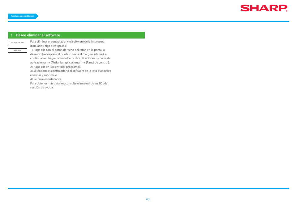 Deseo eliminar el software p. 43 | Sharp MX-6070N Manual del usuario | Página 43 / 46