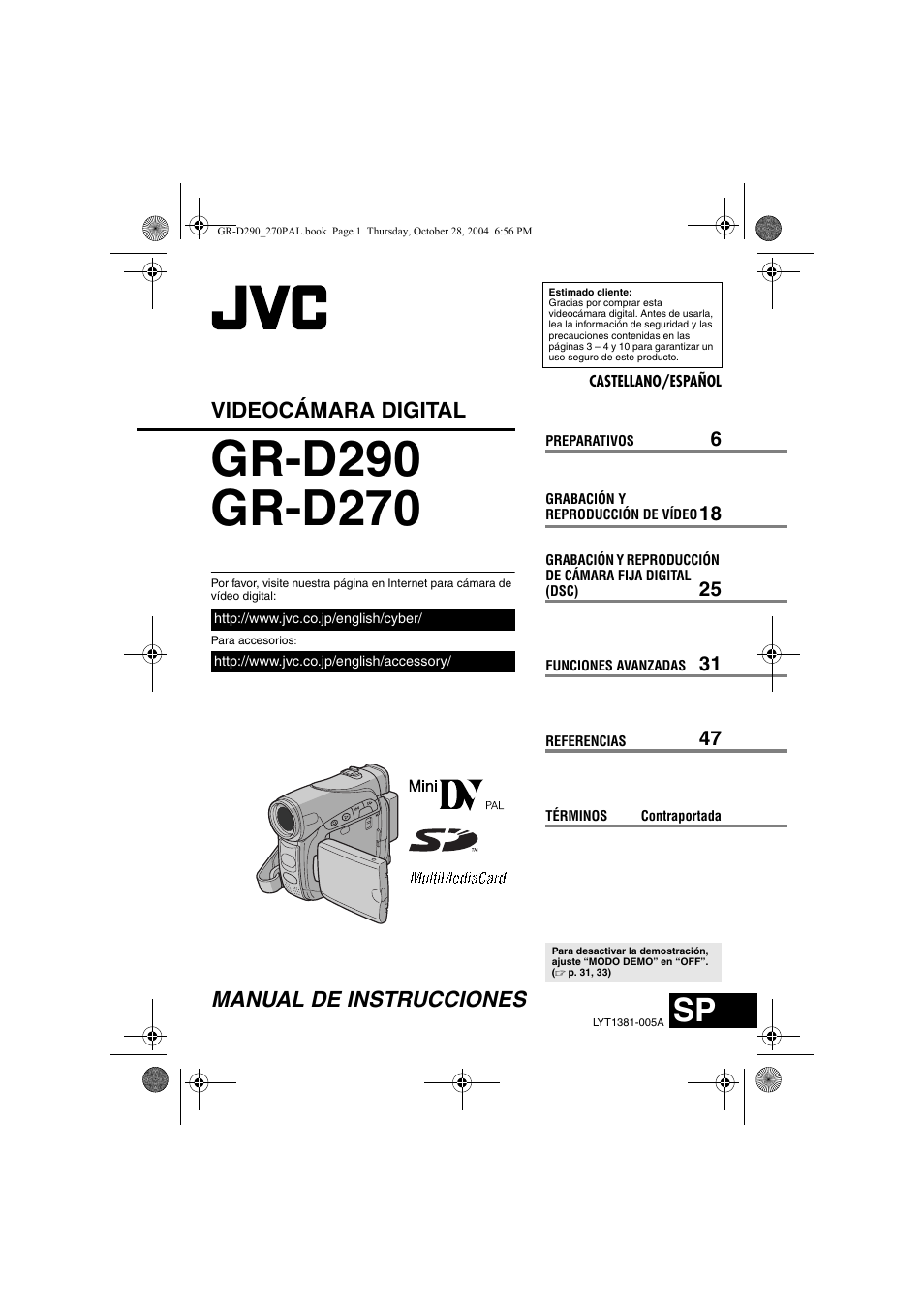 JVC GRD270 Manual del usuario Páginas 56 Original