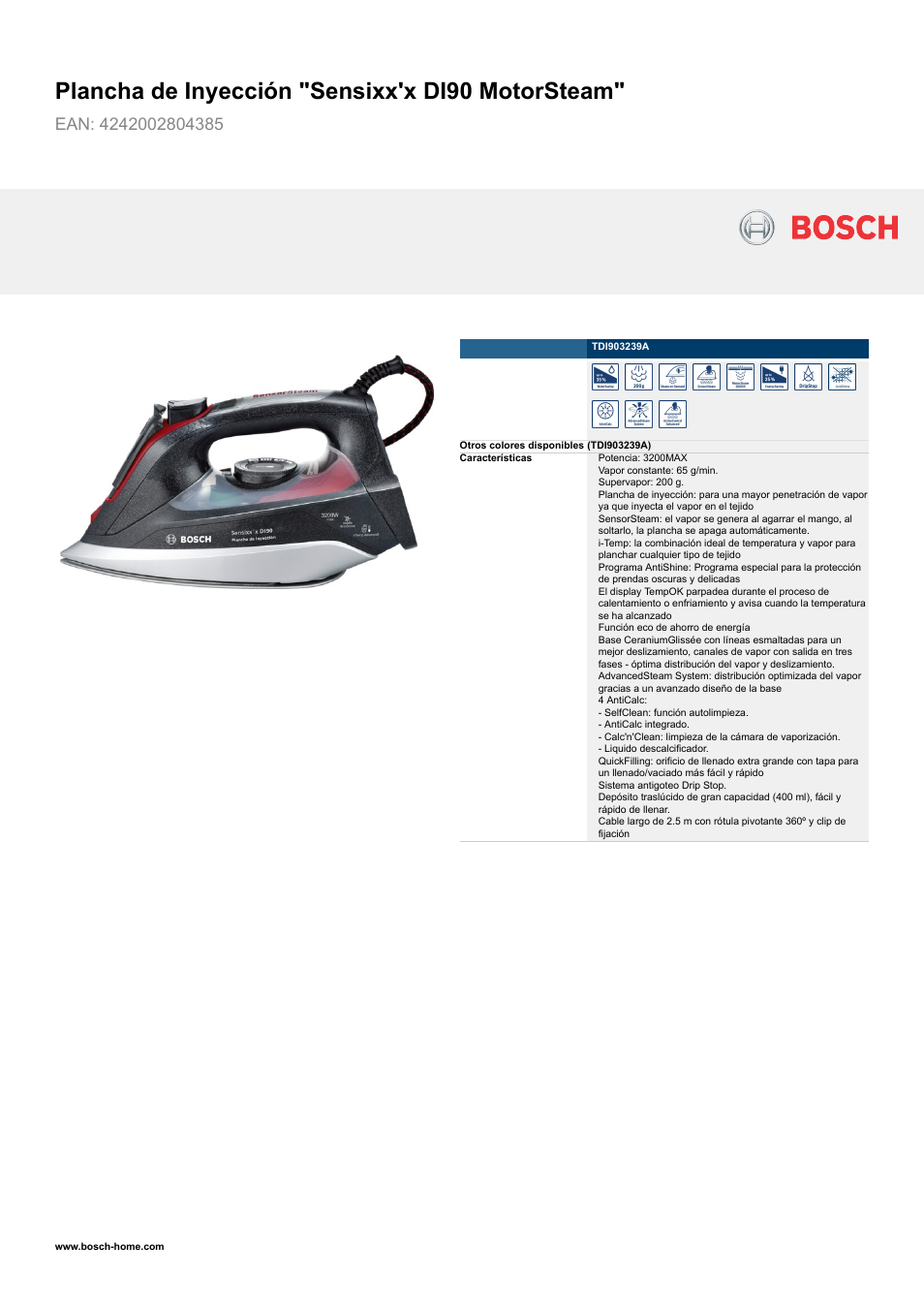 Bosch TDI903239A plancha