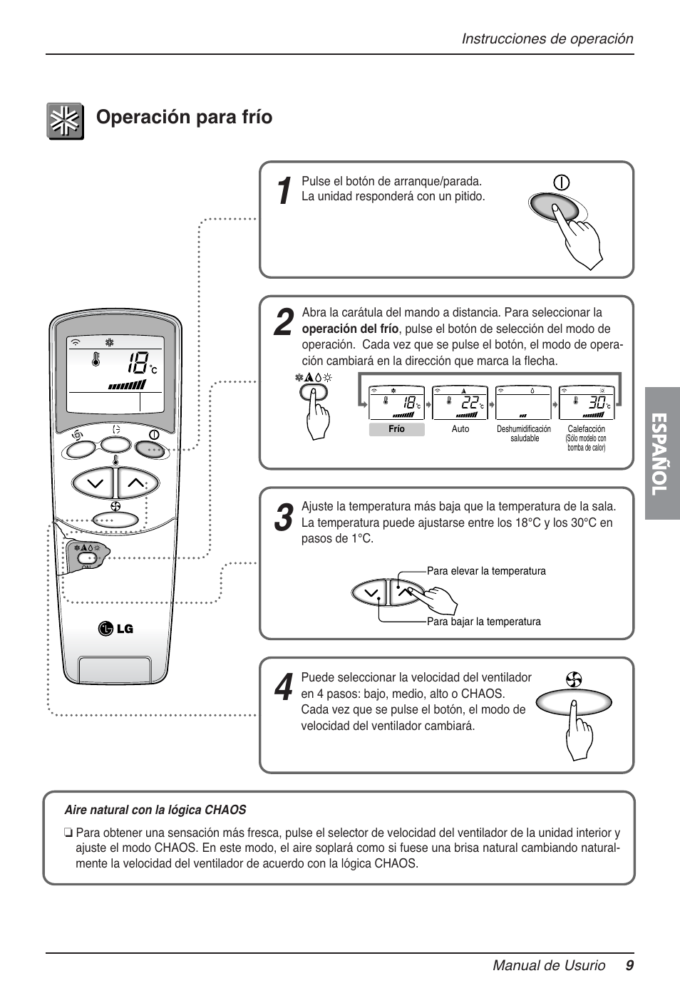 Esp Anol Operacion Para Frio Lg Uv12 Manual Del Usuario Pagina 9 29 Original