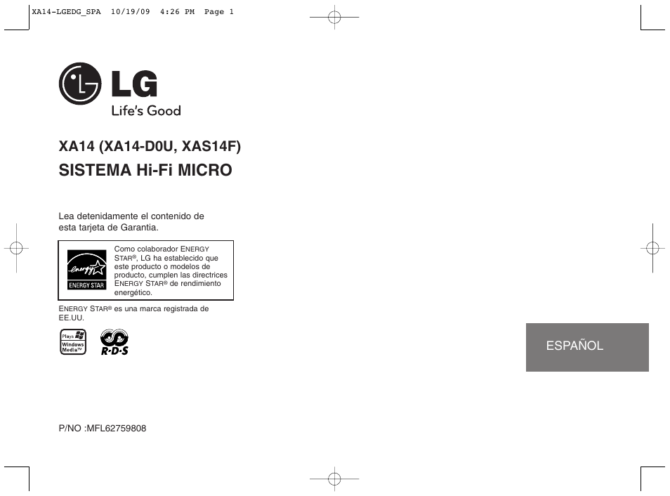 LG XA14 Manual del usuario | Páginas: 10