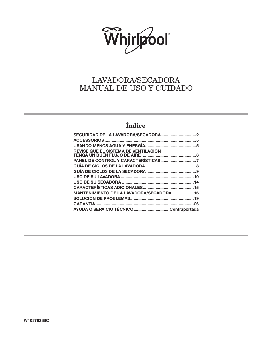 Whirlpool WET3300XQ Manual del usuario | Páginas: 27