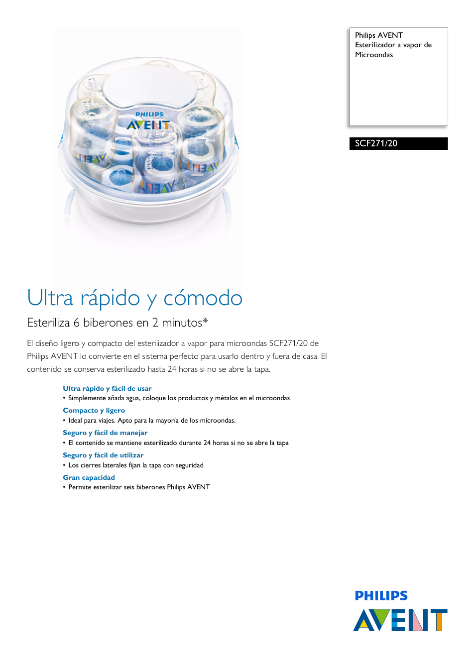 Philips AVENT Esterilizador a vapor de Manual del usuario | Páginas: 2