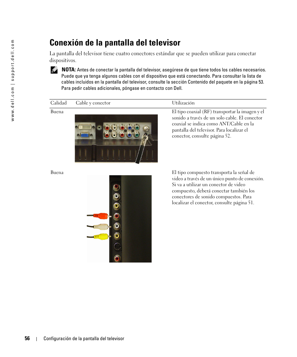 Conexión de la pantalla del televisor | Dell W1900 Manual del usuario | Página 12 / 46