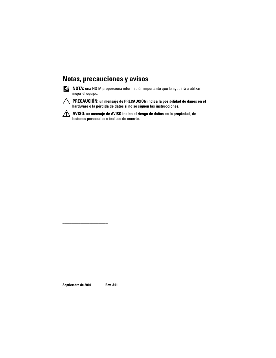 Notas, precauciones y avisos | Dell PowerVault NX300 Manual del usuario | Página 2 / 18