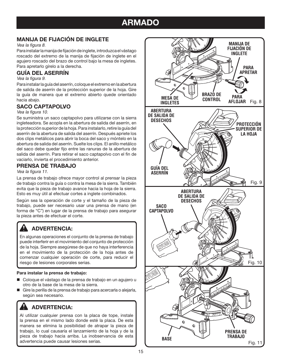 Armado Ryobi TS1355LA Manual del usuario P gina 15 36 Original