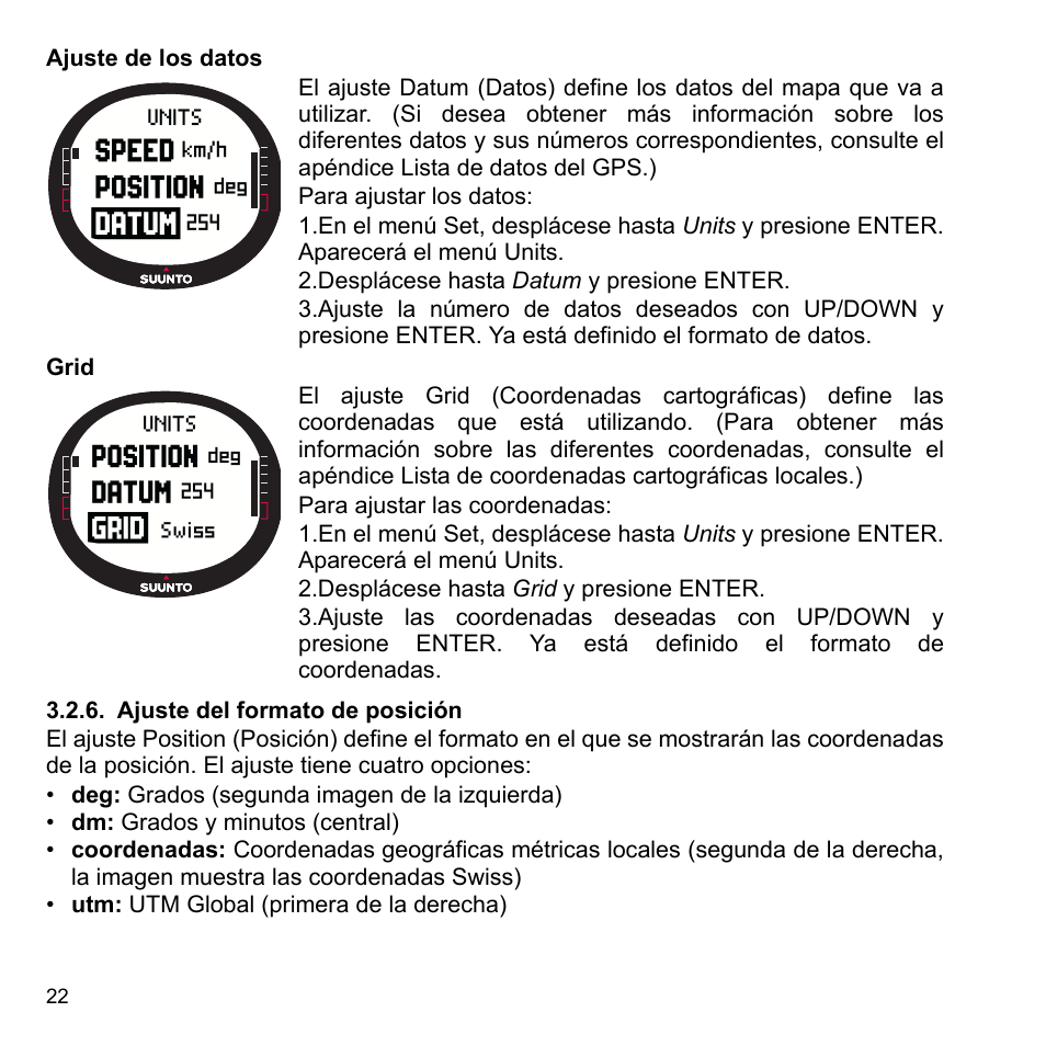 Formatos de online posicion suunto