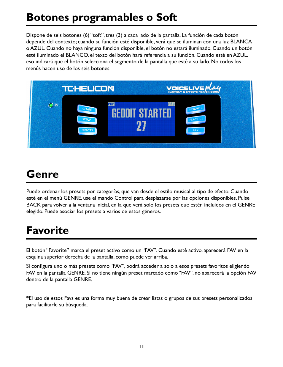Botones Programables O Soft Genre Favorite Tc Helicon Voicelive Play Details Manual Manual Del Usuario Pagina 11 32 Original