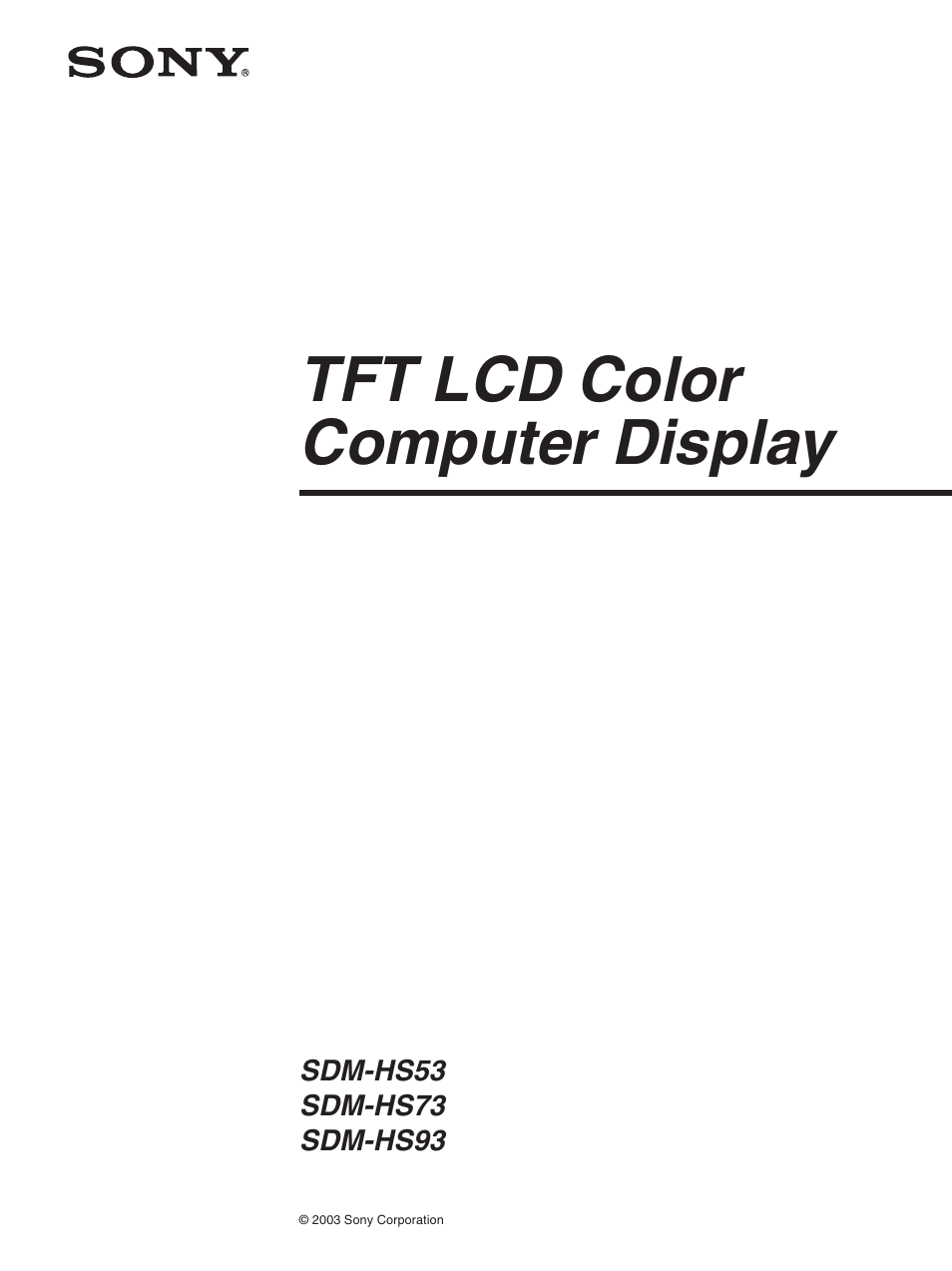 Tft lcd color computer display | Sony SDM-HS73 Manual del usuario | Página 3 / 21