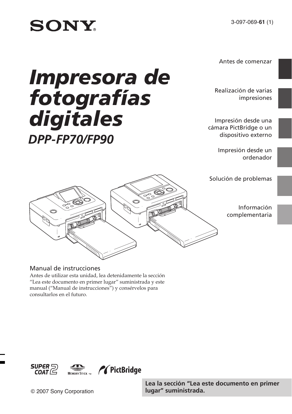 Sony DPP-FP70 Manual del usuario | Páginas: 84
