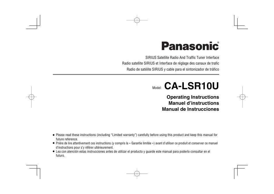 Panasonic CA-LSR10U Manual del usuario | Páginas: 36