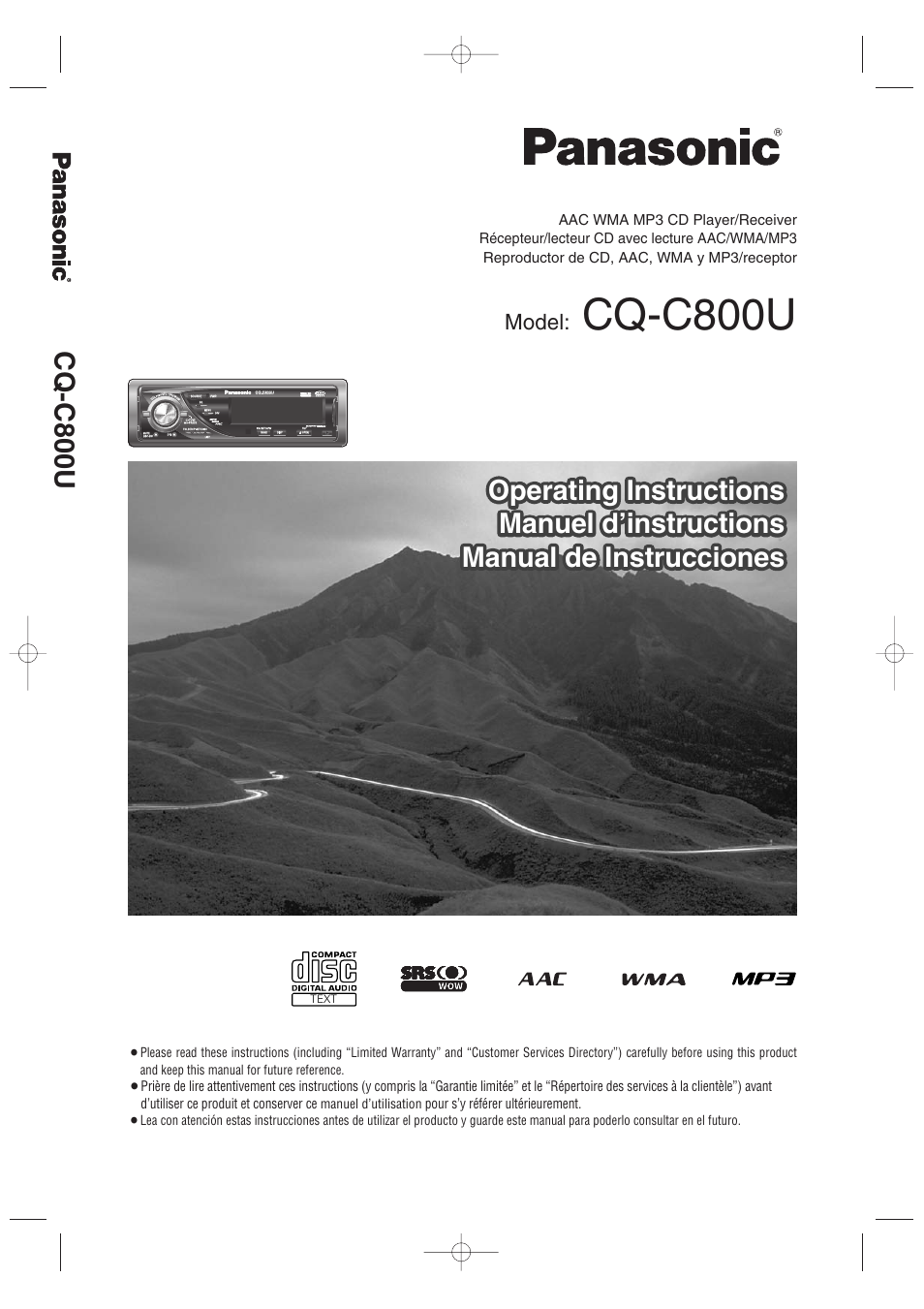 Panasonic CQ-C800U Manual del usuario | Páginas: 38