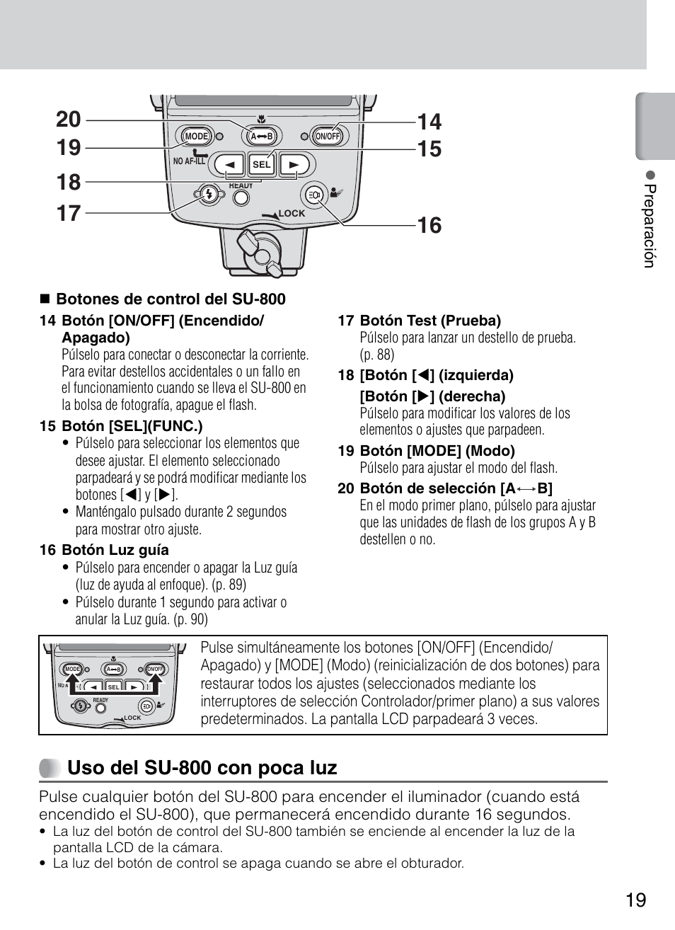 Uso del su-800 con poca luz | Nikon HO98751 Manual del usuario | Página 21 / 136