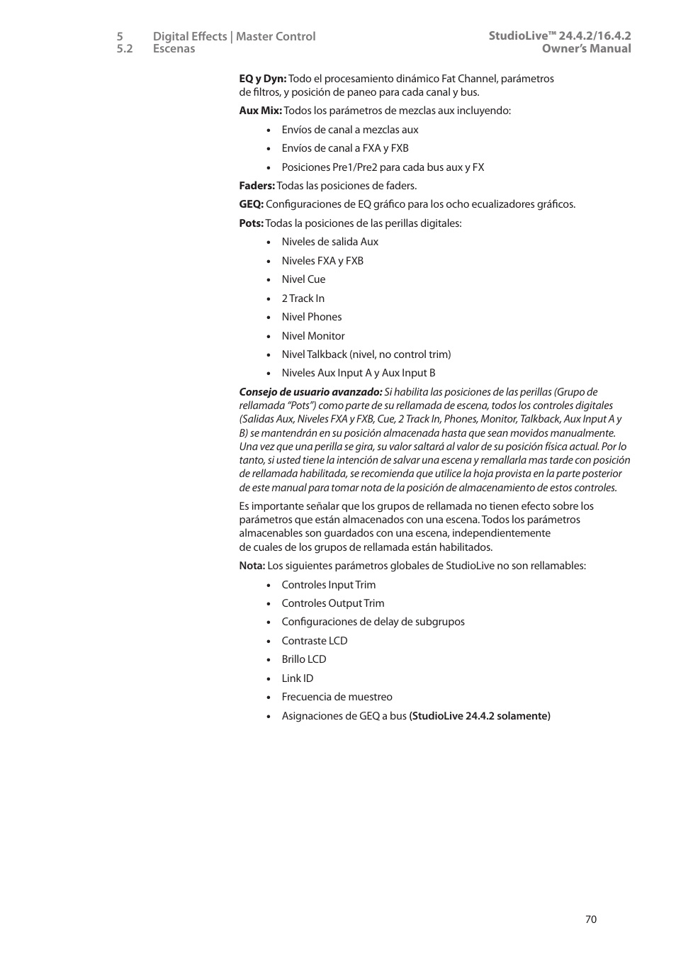 PreSonus StudioLive 24.4.2 Manual del usuario | Página 74 / 114
