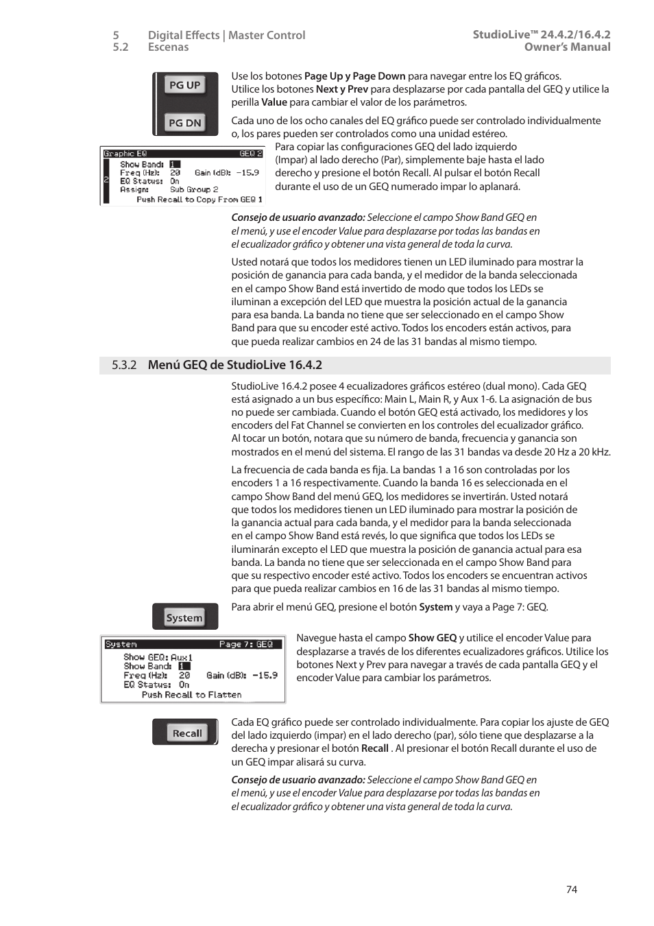 2 menú geq de studiolive 16.4.2, 2 menú geq de studiolive | PreSonus StudioLive 24.4.2 Manual del usuario | Página 78 / 114