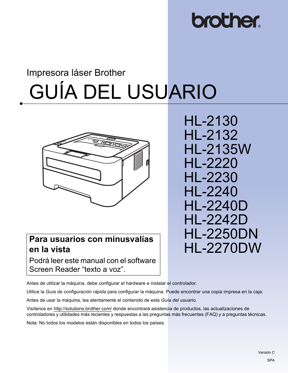Brother HL-2240 Manual del usuario | Páginas: 152