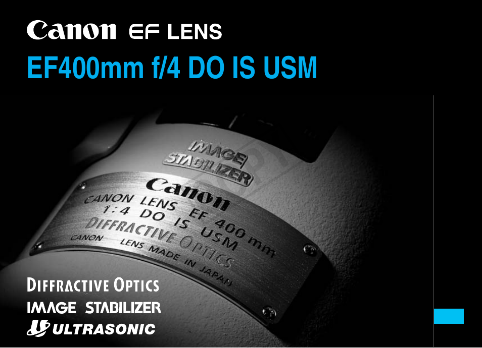 Canon EF 400mm f4 DO IS USM Manual del usuario | Páginas: 17