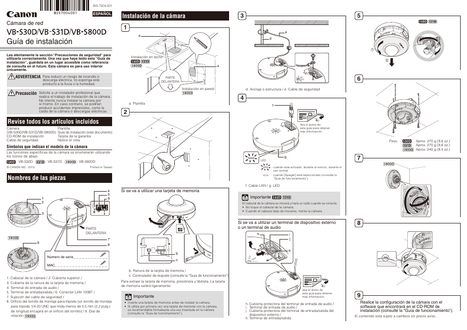 Canon VB-S31D Manual del usuario | Páginas: 2