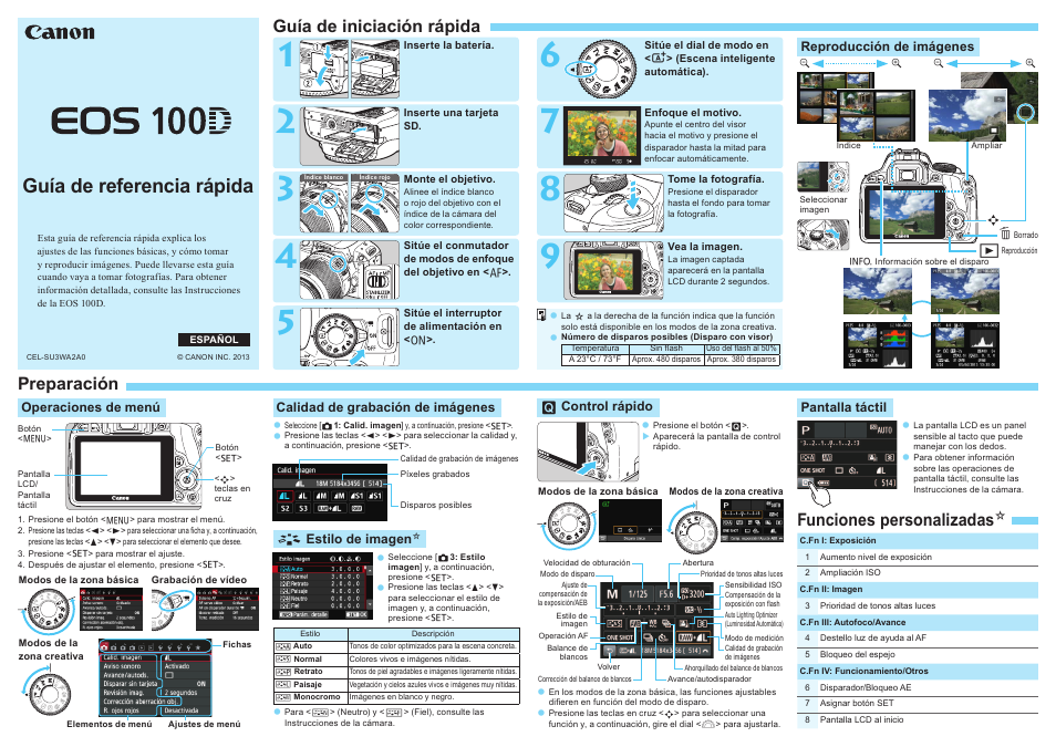 Canon EOS 100D Manual del usuario | Páginas: 2