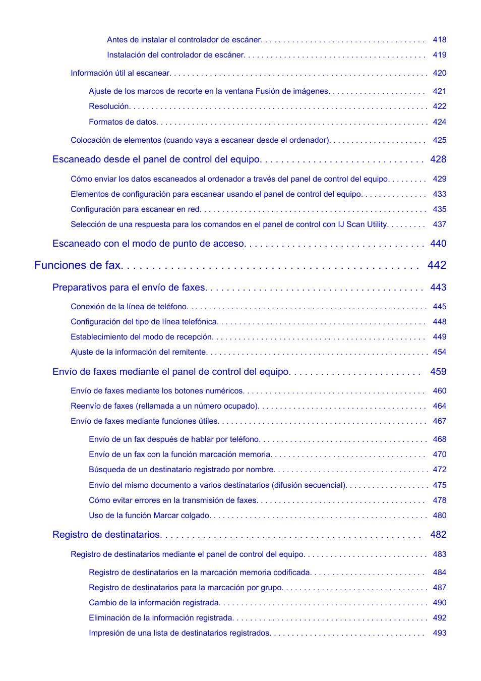 Funciones de fax | Canon PIXMA MX475 Manual del usuario | Página 8 / 725